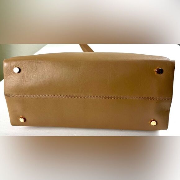 Luana Italy Double Zip Satchel/Crossbody Tan Leather Handbag - Picture 5 of 15